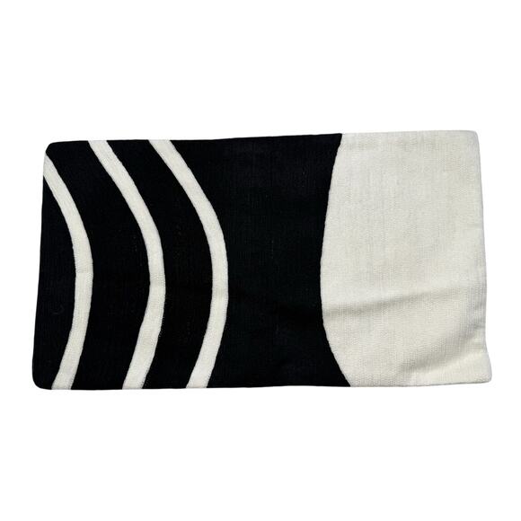 WEST ELM *NEW* Black Ivory Cotton Pillow Cover Rectangle 12x21 in. Knit - Picture 1 of 5